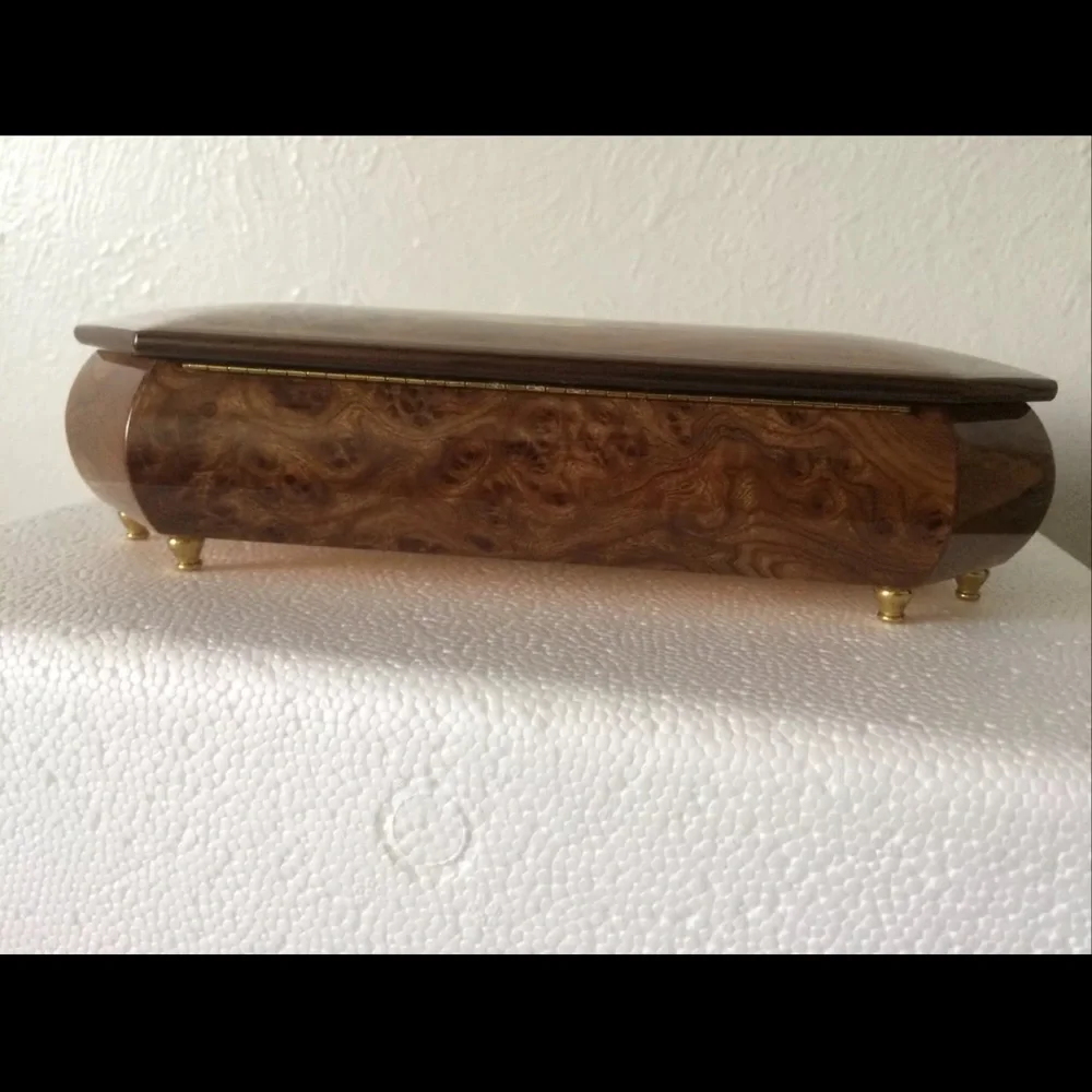 Handcrafted Italian Inlaid Wood Musical Jewelry Box Giglio Fascination Waltz VTG